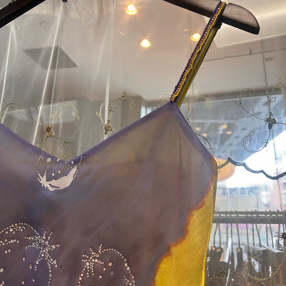 area blue yellow bedazzled strawberry mini dress beaded straps - Picture 11 of 11